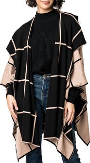 GIBSONLOOK Double Knit Checkered Cape