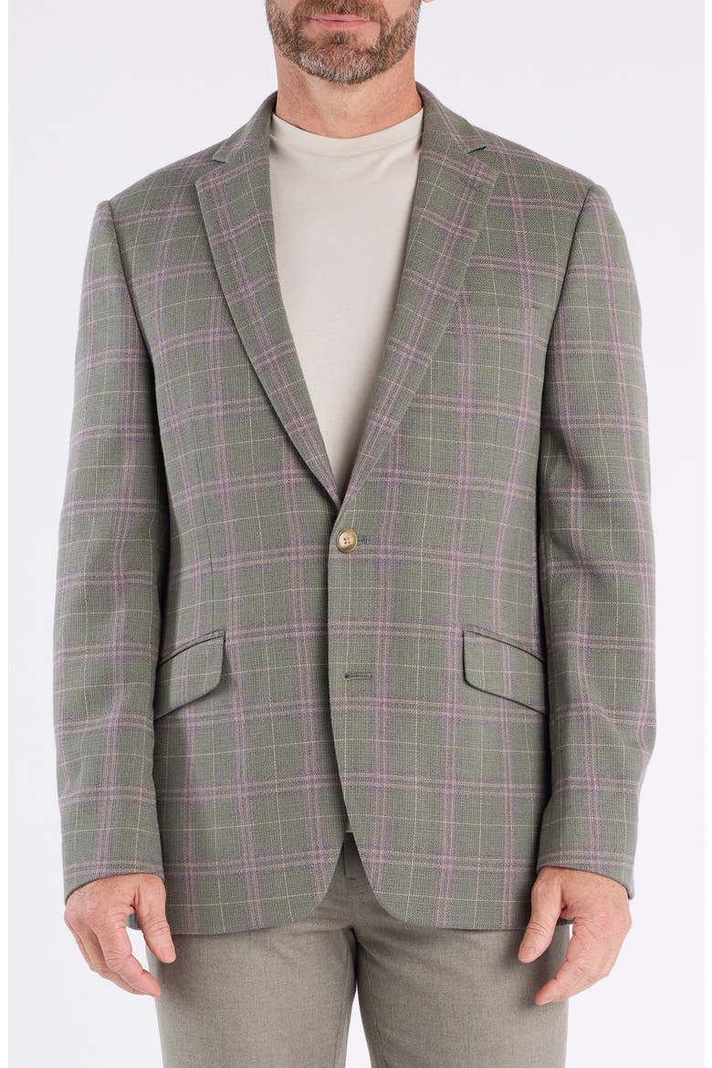 Windowpane Sport Coat, Main, color, MOSS