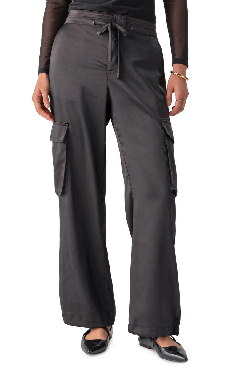 Sanctuary Eve Drawstring Satin Cargo Pants, Main, color,