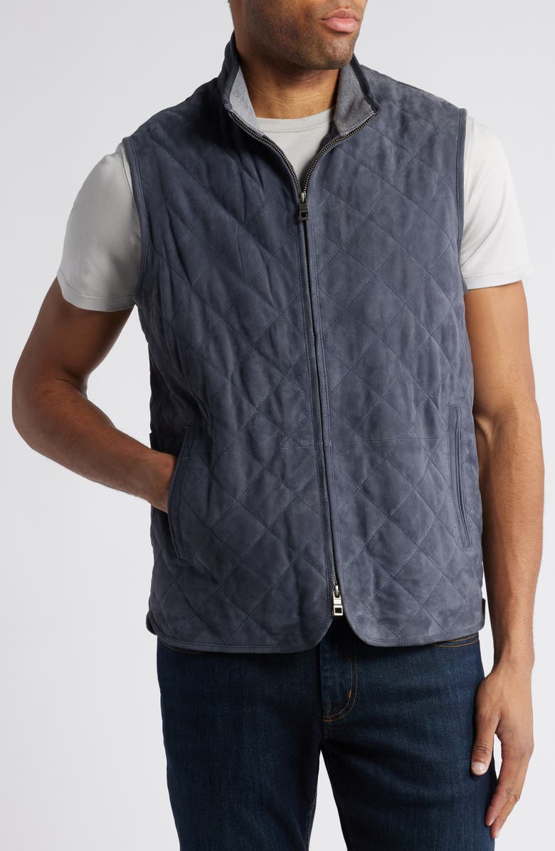 Peter Millar Essex Quilted Water Resistant Suede Vest, Alternate, color, 