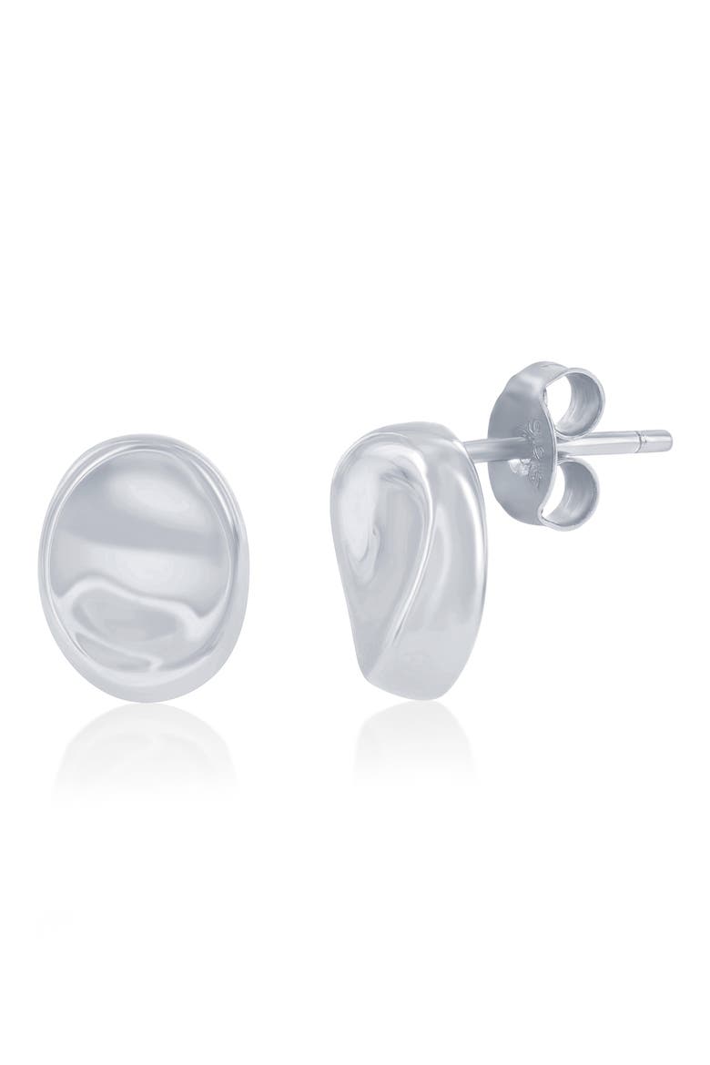 Polished Oval Stud Earrings, Main, color, SILVER