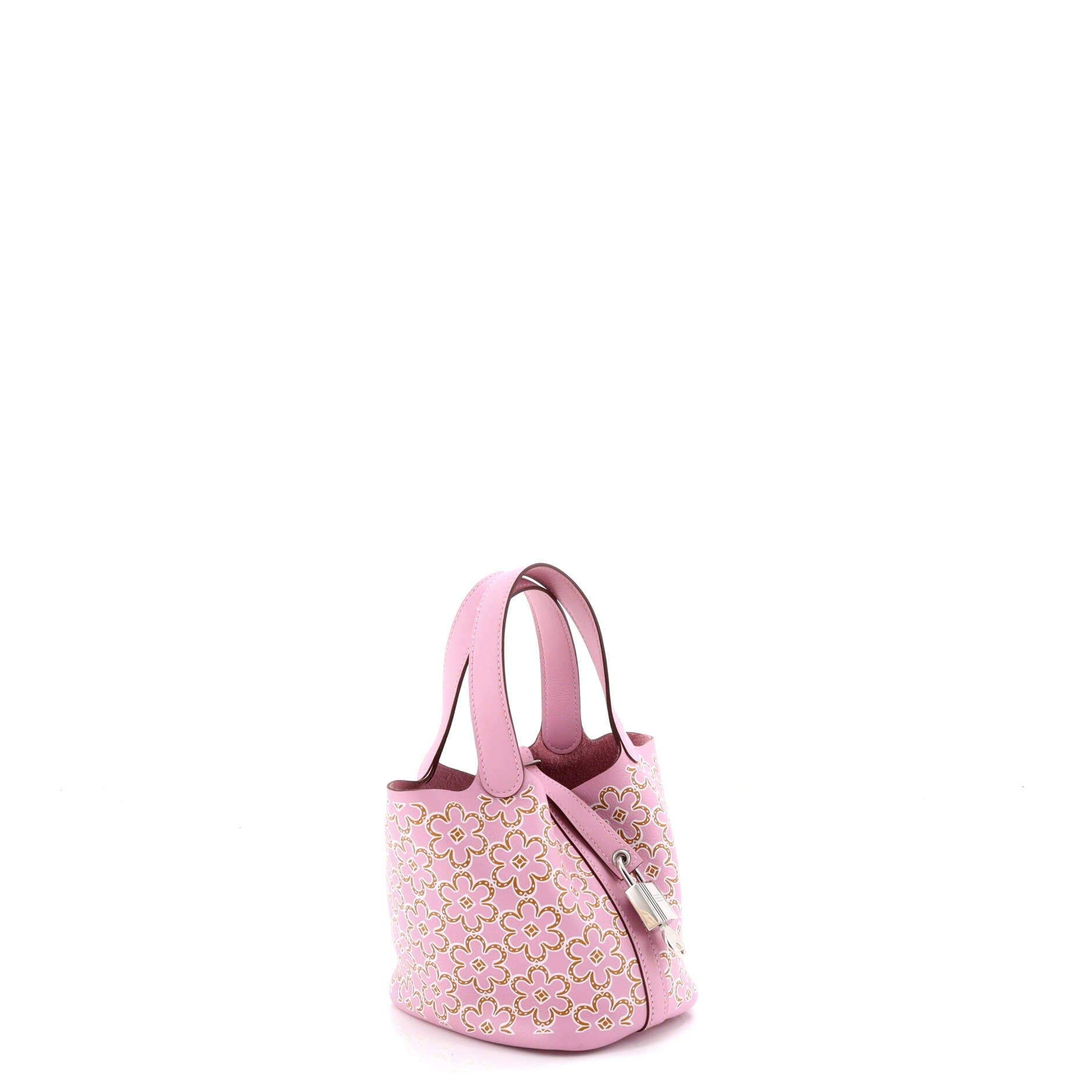 Pre-Owned Hermes Picotin Lock Bag Lucky Daisy Printed Swift Micro, Alternate, color, 