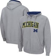 COLOSSEUM Men's Colosseum Heathered Gray Michigan Wolverines Arch & Logo 3.0 Full-Zip Hoodie