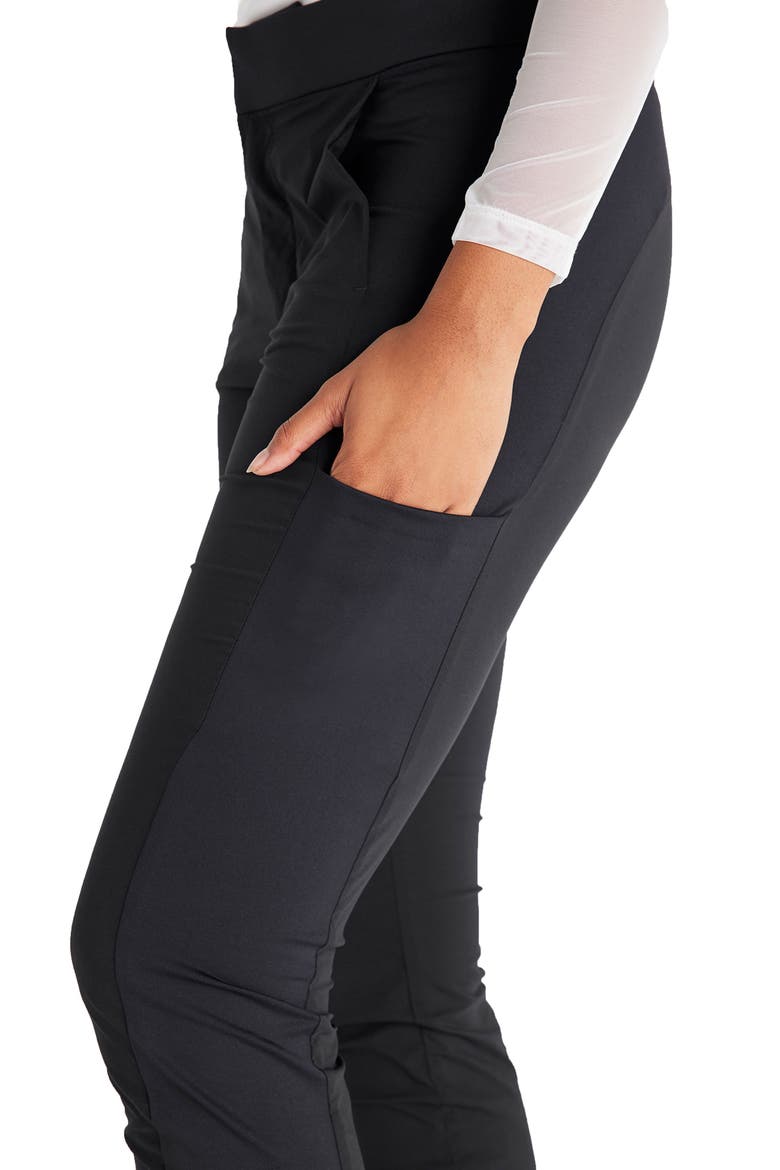 Ipant Hybrid Zip Front Slim Fit Pant, Alternate, color, BLACK