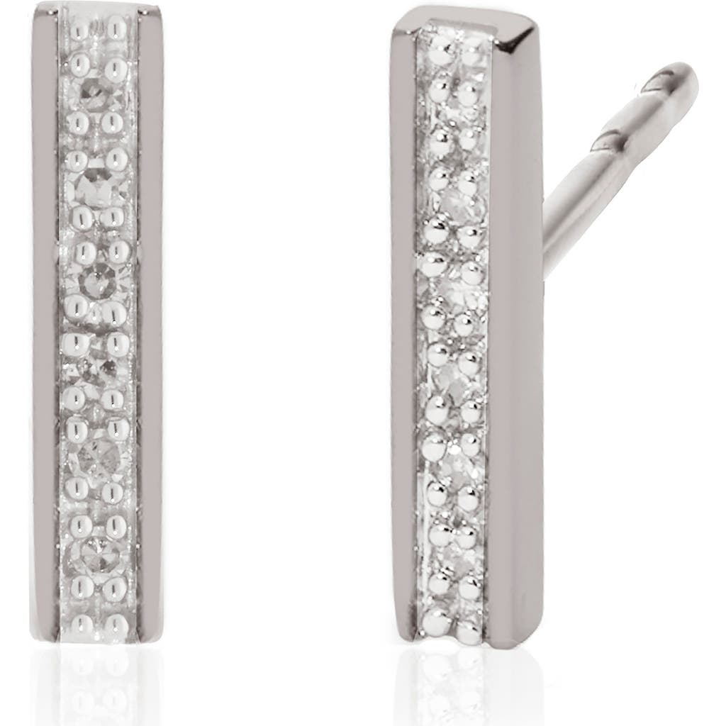 Monica Vinader Signature Skinny Diamond Bar Earrings In Silver