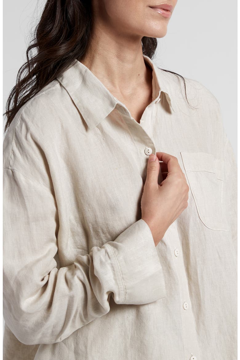 Women's Linen Shirt, Alternate, color, BONE