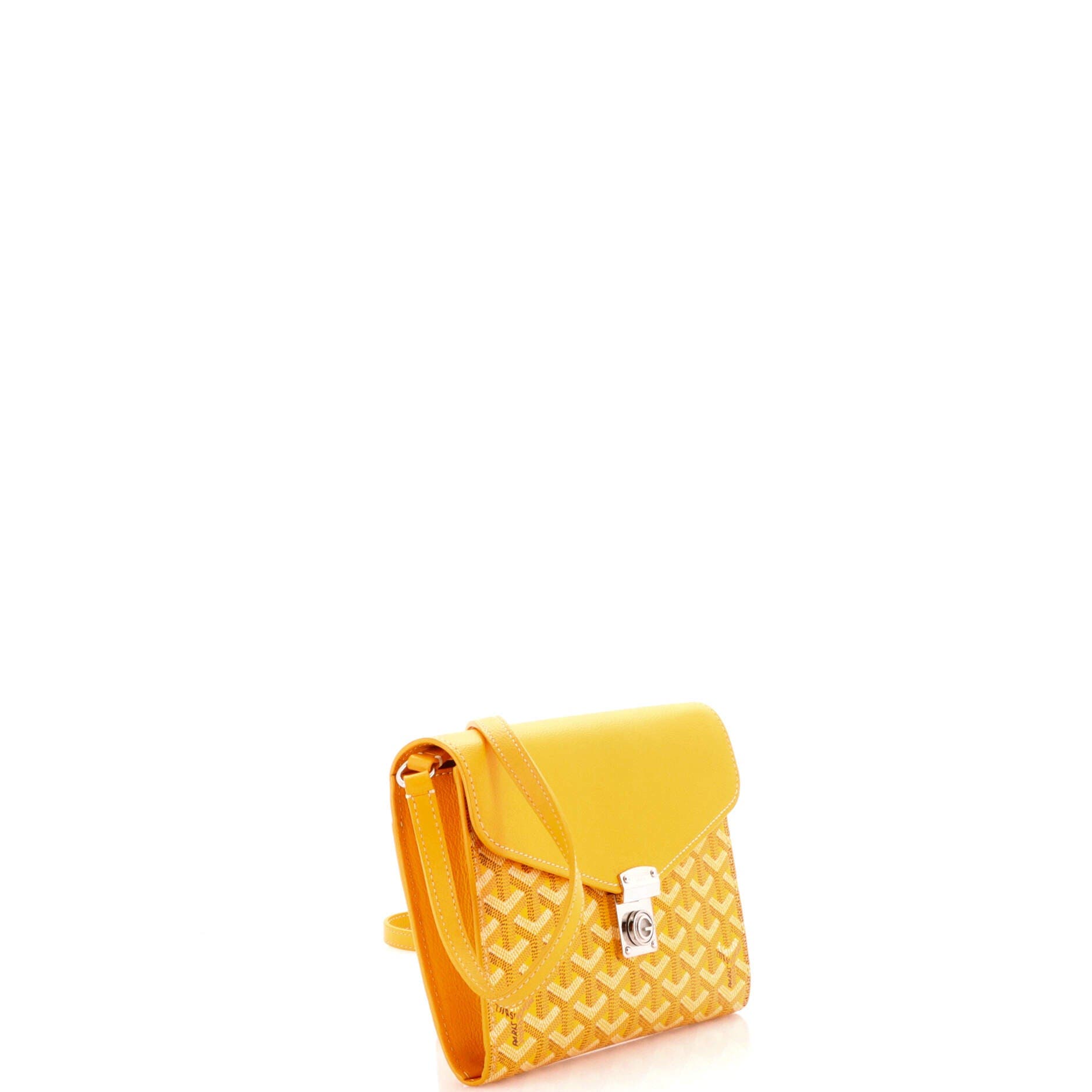 Pre-Owned Goyard Chypre Wallet on Strap Coated Canvas with Leather, Alternate, color, Orange