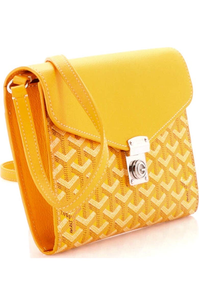 Pre-Owned Goyard Chypre Wallet on Strap Coated Canvas with Leather, Alternate, color, Orange