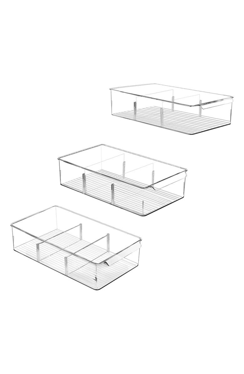 SORBUS 3-Pack Clear Lidded Organizer Bins, Main, color, 