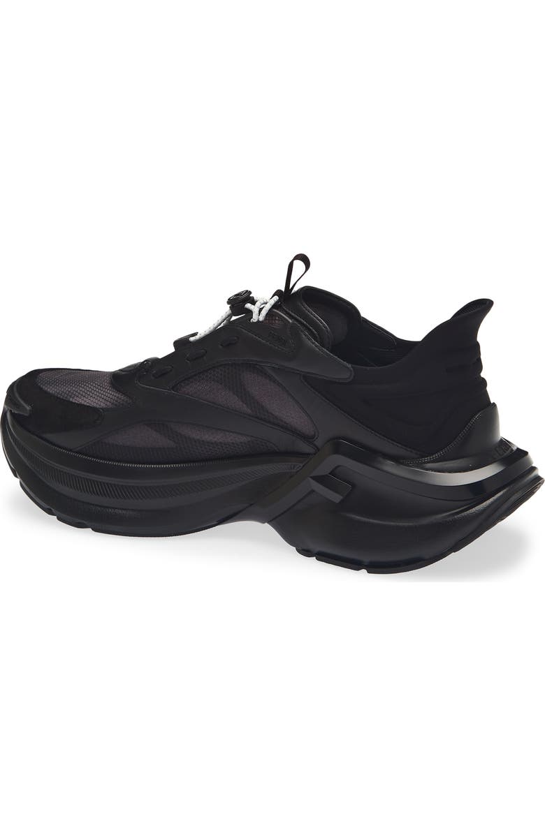 Fendi F-Light Mixed Media Sneaker, Alternate, color, Nero Nero Nero