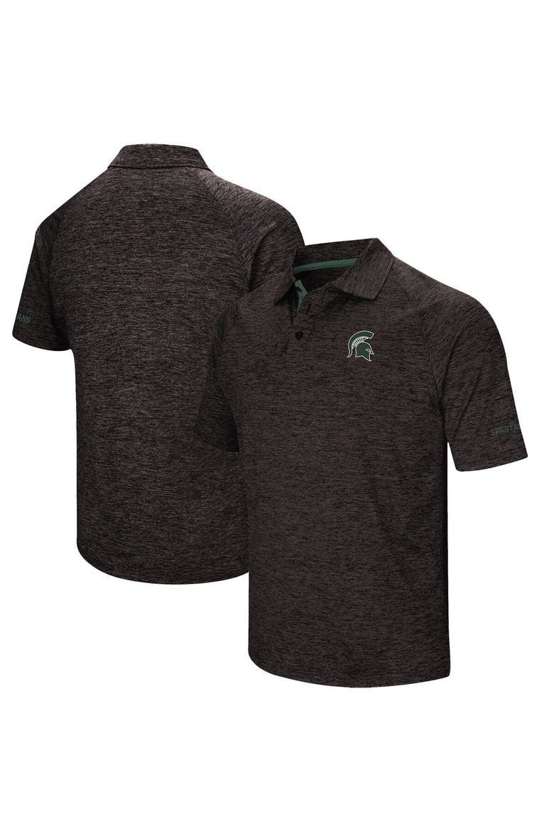 Men's Colosseum Black Michigan State Spartans Down Swing Polo, Alternate, color, Heather Black