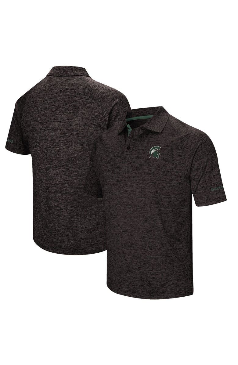 COLOSSEUM Men's Colosseum Black Michigan State Spartans Down Swing Polo, Alternate, color, Heather Black
