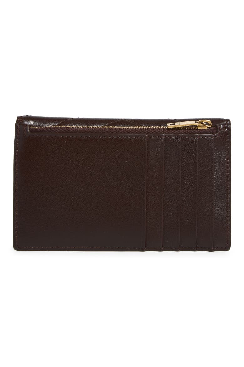 Cassandre Matelass Leather Card Case, Alternate, color, DARK SWEET CHOCO