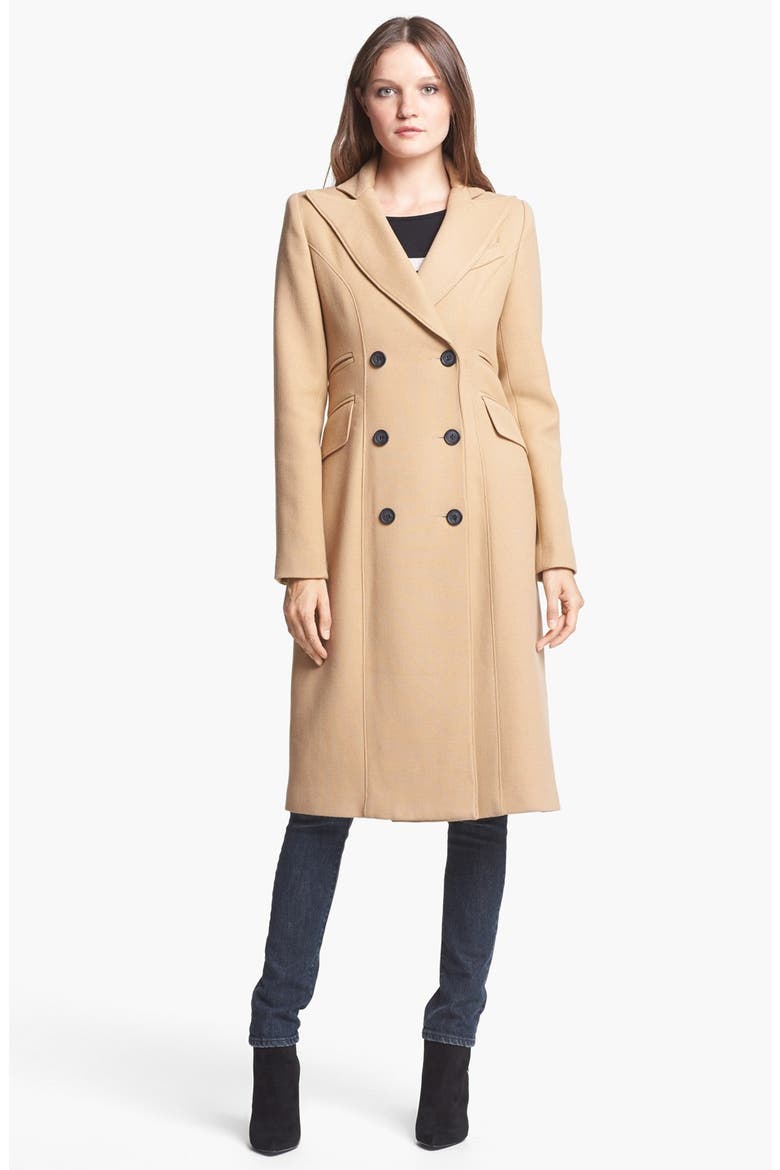 Long Double Breasted Wool Coat, Alternate, color, CAMEL