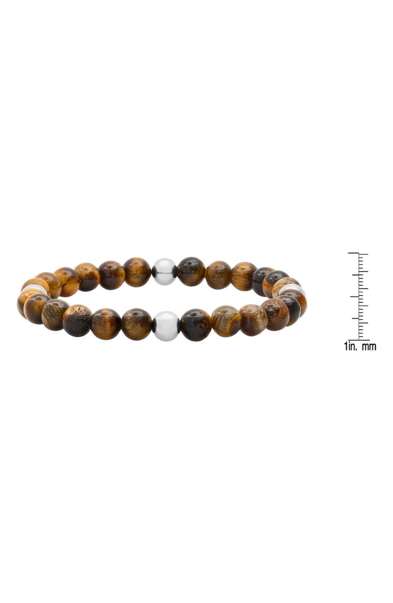 STEELTIME Men's Stainless Steel & Tiger's Eye Bead Bracelet, Alternate, color,