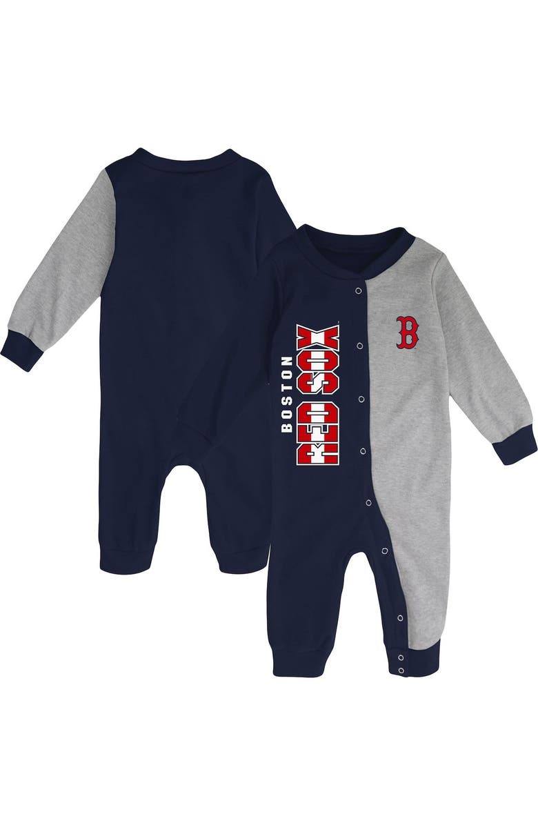 Outerstuff Infant Navy/Heather Gray Boston Red Sox Halftime Sleeper, Main, color,