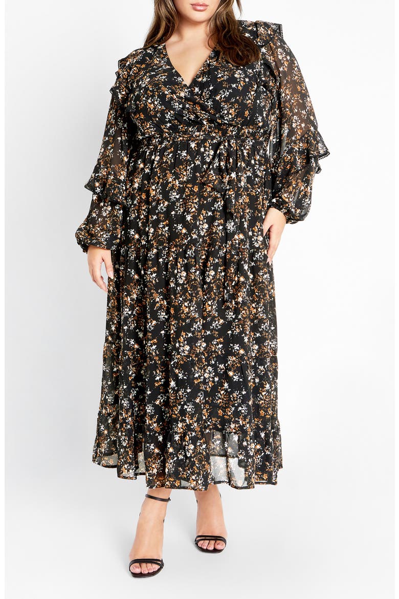 Arielle Ruffle Long Sleeve Maxi Dress, Main, color, FLORAL