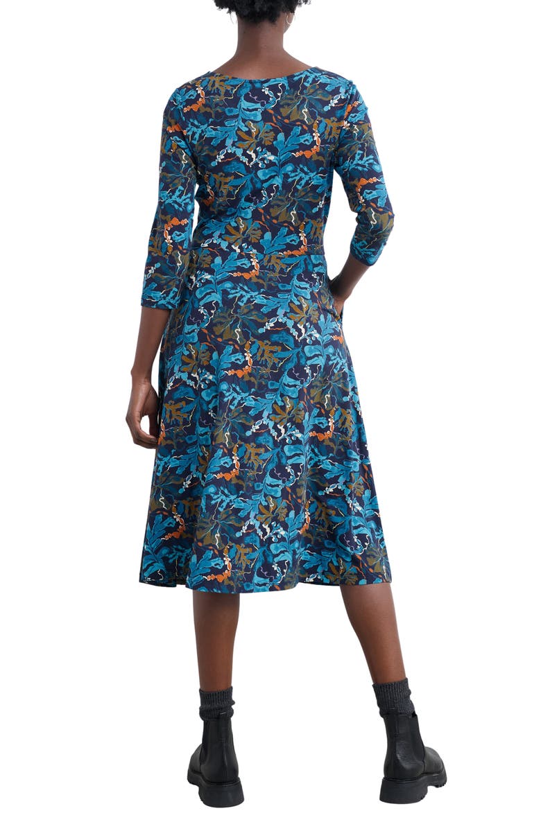 Seasalt Cornwall April Printed Stretch Organic Cotton Dress, Alternate, color, Floating Fronds Maritime