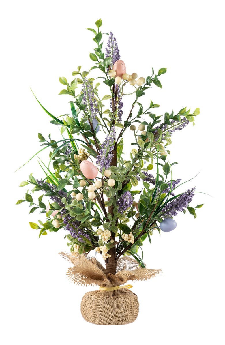 Glitzhome 21"H Easter Egg & Lavender Table Tree Decor, Alternate, color, Green