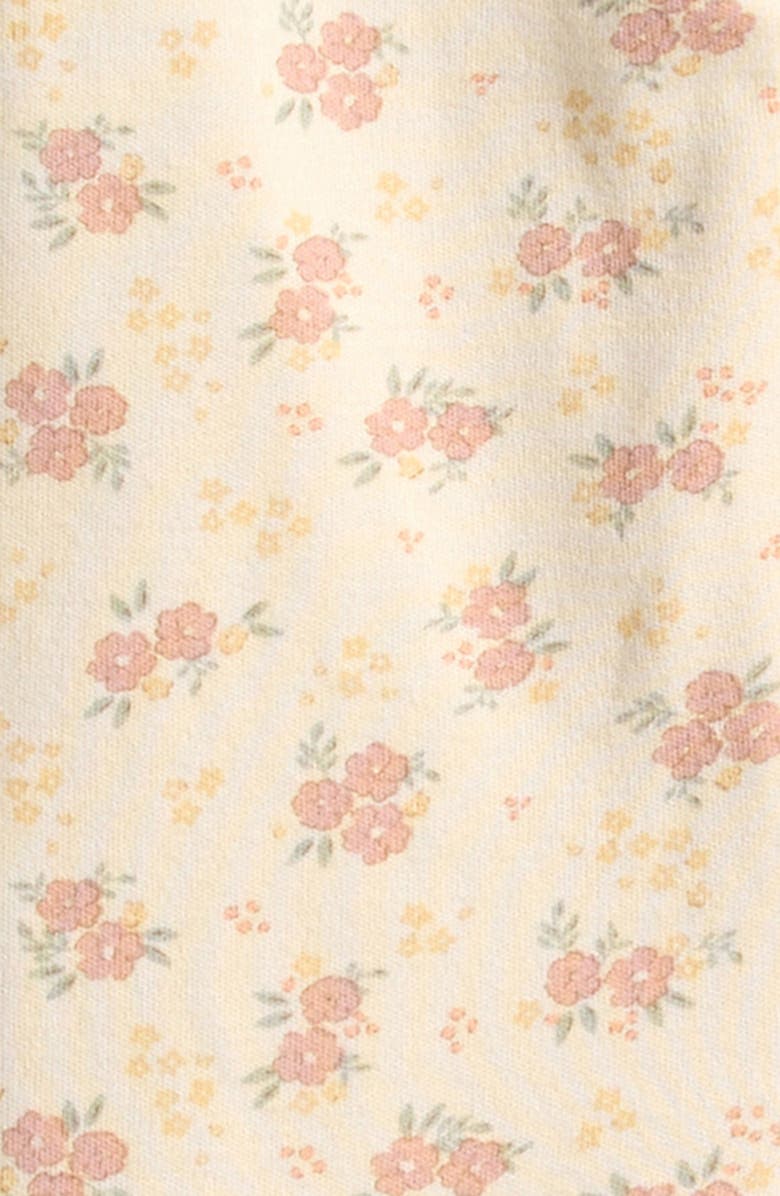 QUINCY MAE Floral Organic Cotton Zip Footie, Alternate, color, Ivory