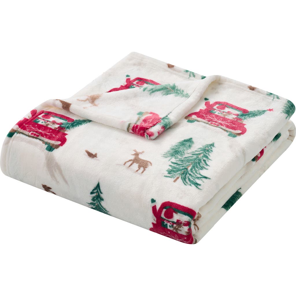 Hallmark Red Candy Canes Plush Holiday Throw In White