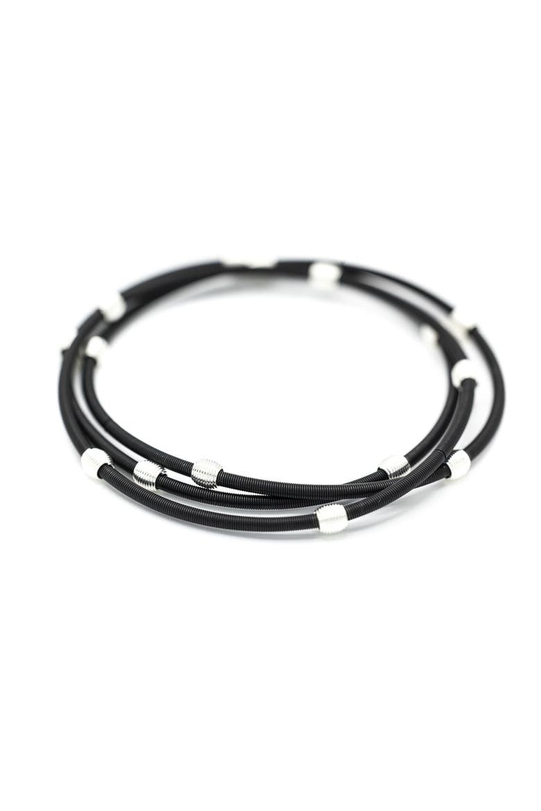 Black Beaded Dia Bracelets, Main, color, Black/Silver