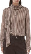 MANGO Stripe Tie Neck Top