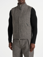 Manière De Voir Levi Herringbone Wool Zip Gilet
