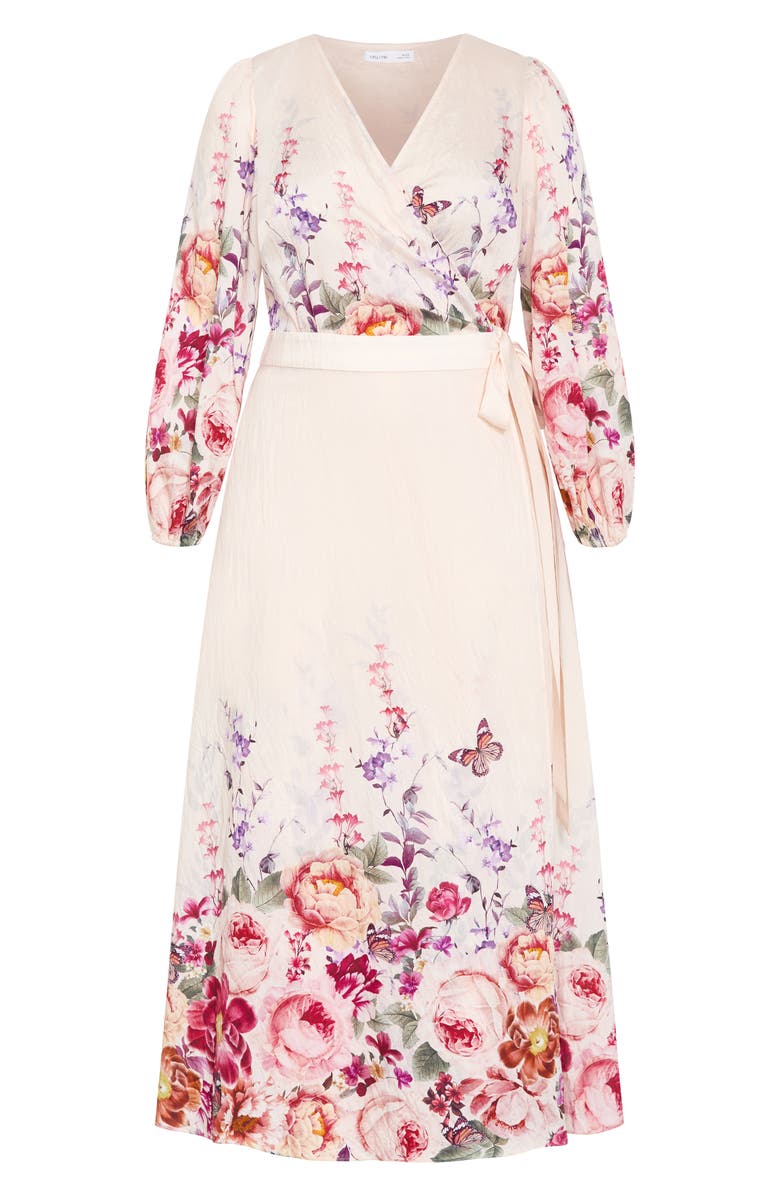 City Chic Anastasia Flutter Sleeve Midi Dress, Alternate, color, Eden Garden