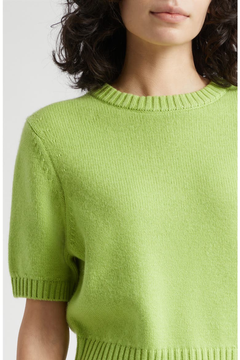 Elsie Short Sleeve Wool & Cashmere Sweater, Alternate, color, LIME