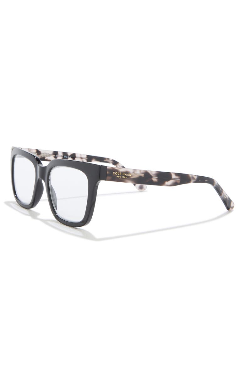 Cole Haan 51mm Square Reading Glasses, Alternate, color, Black