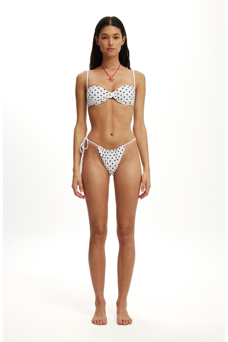 Women's Side Tie Gathered Brazilian Bikini Bottom, Alternate, color, Missy Spot White Wash