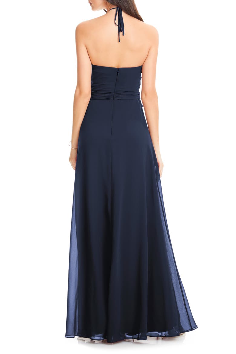 Halter Chiffon A-Line Gown, Alternate, color, NAVY