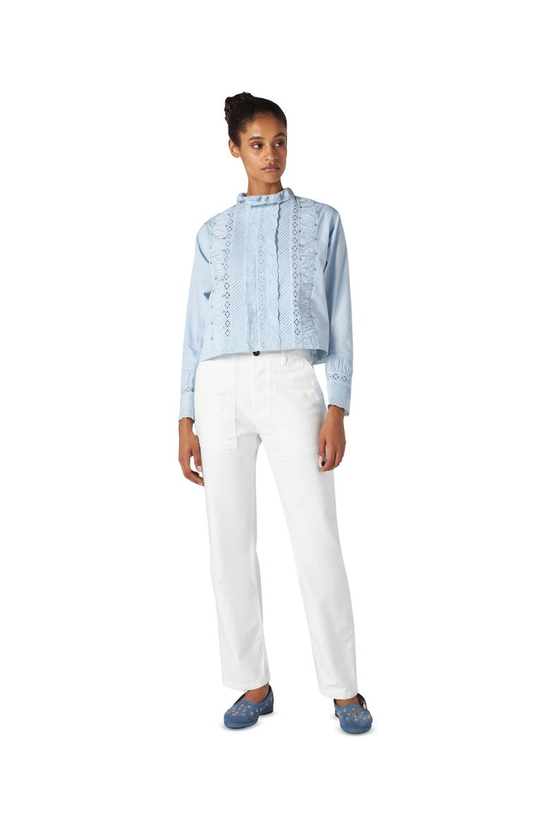 Woven High Neck Blouse, Alternate, color, Light Blue