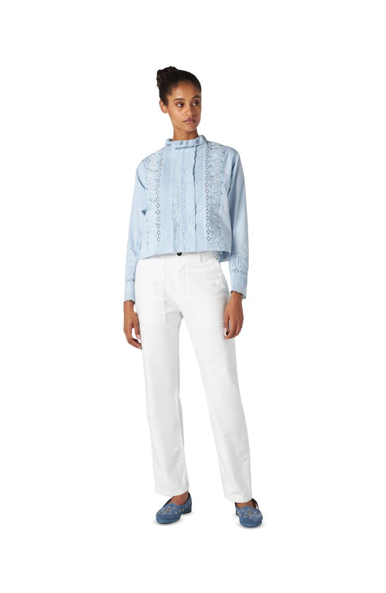 Fortela Woven High Neck Blouse, Alternate, color, Light Blue