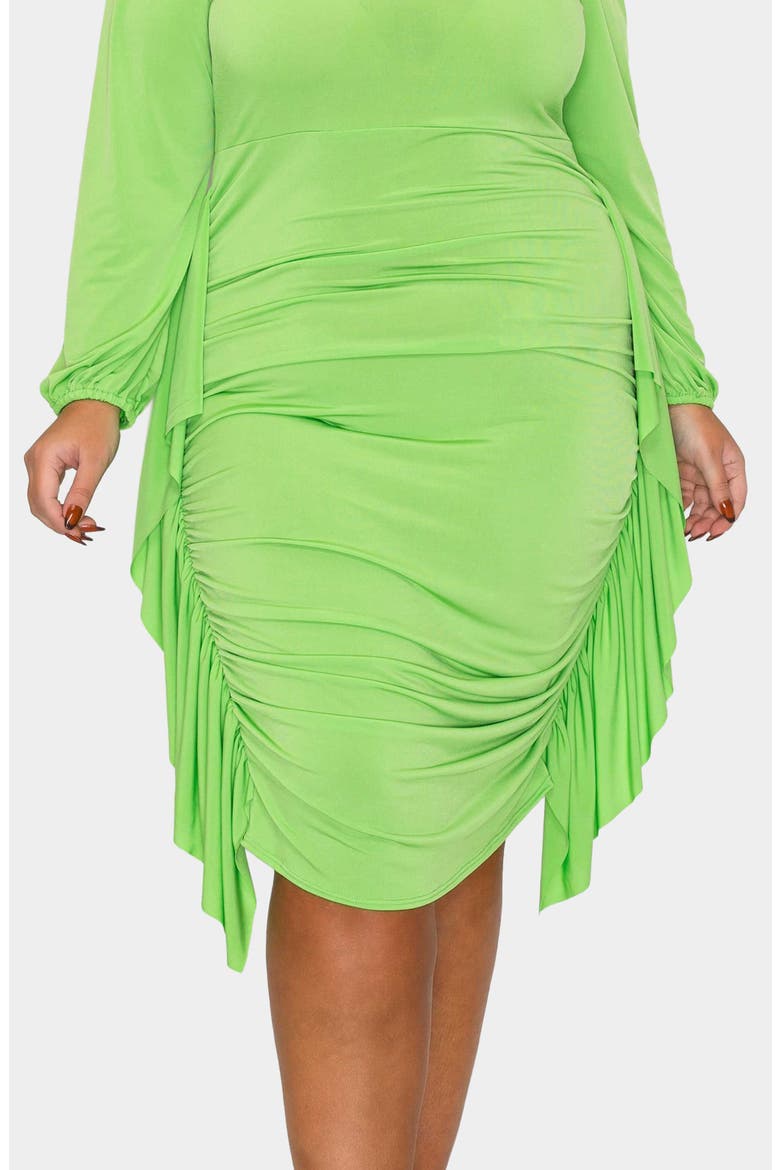 Nova Ruched Bodycon Dress, Alternate, color, LIME