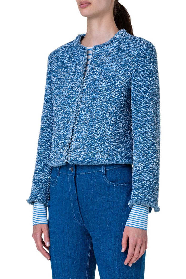 Stretch Cotton Tweed Jacket, Alternate, color, MEDIUM BLUE DENIM