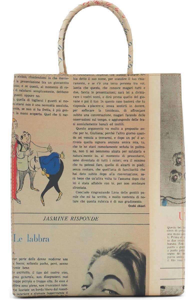 Bottega Veneta Small The Newspaper Leather Shopper, Main, color, Beige/ Black