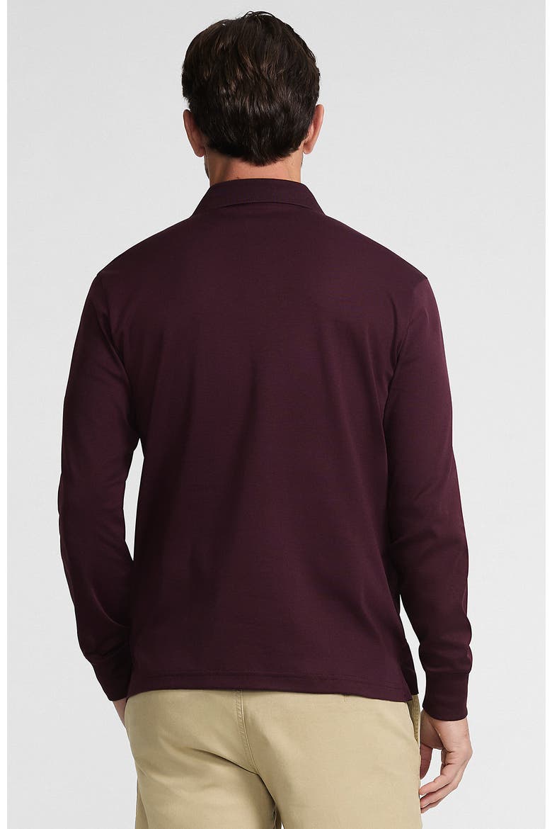 Long Sleeve Cotton Supima Polo Shirt with Pocket, Alternate, color, Lush Burgundy