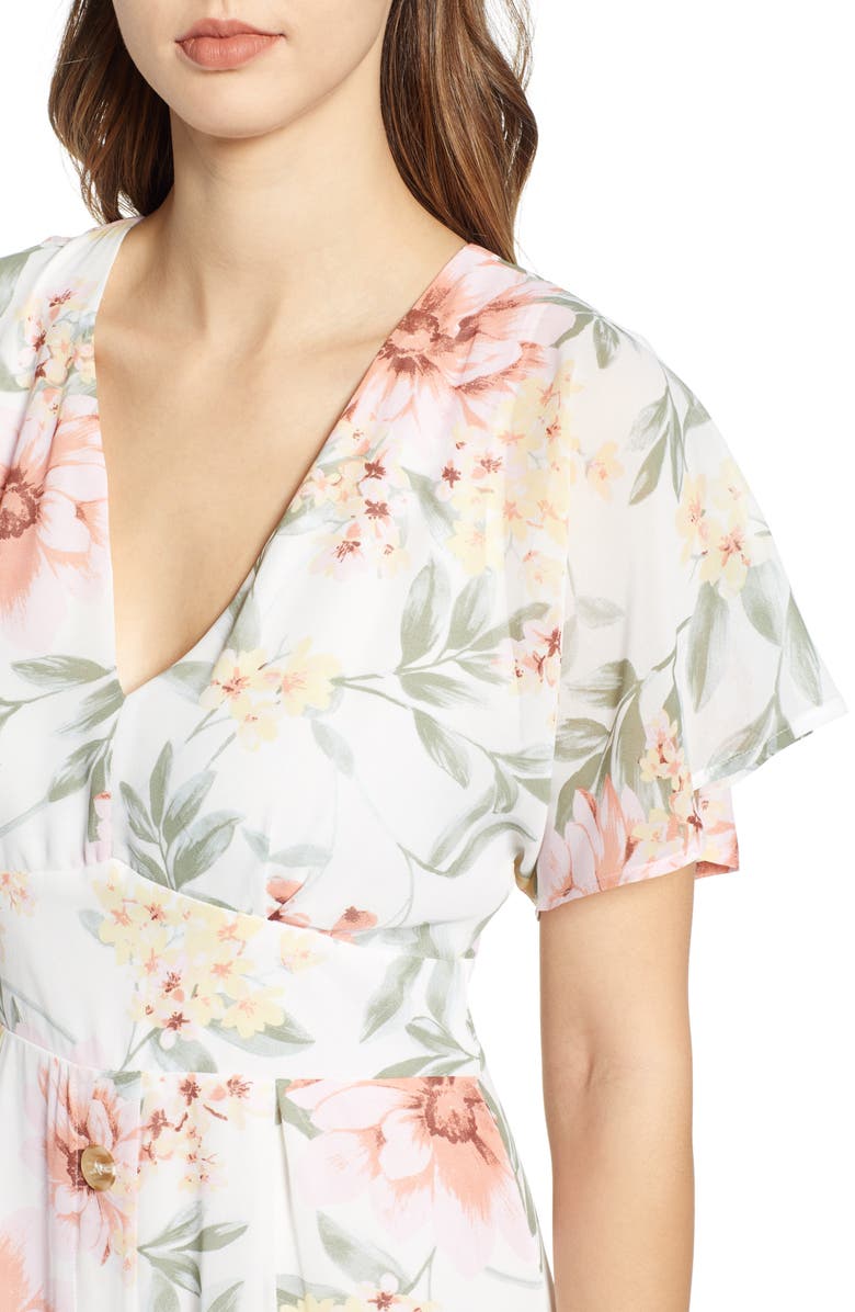 Leith Floral Print Midi Dress, Alternate, color,