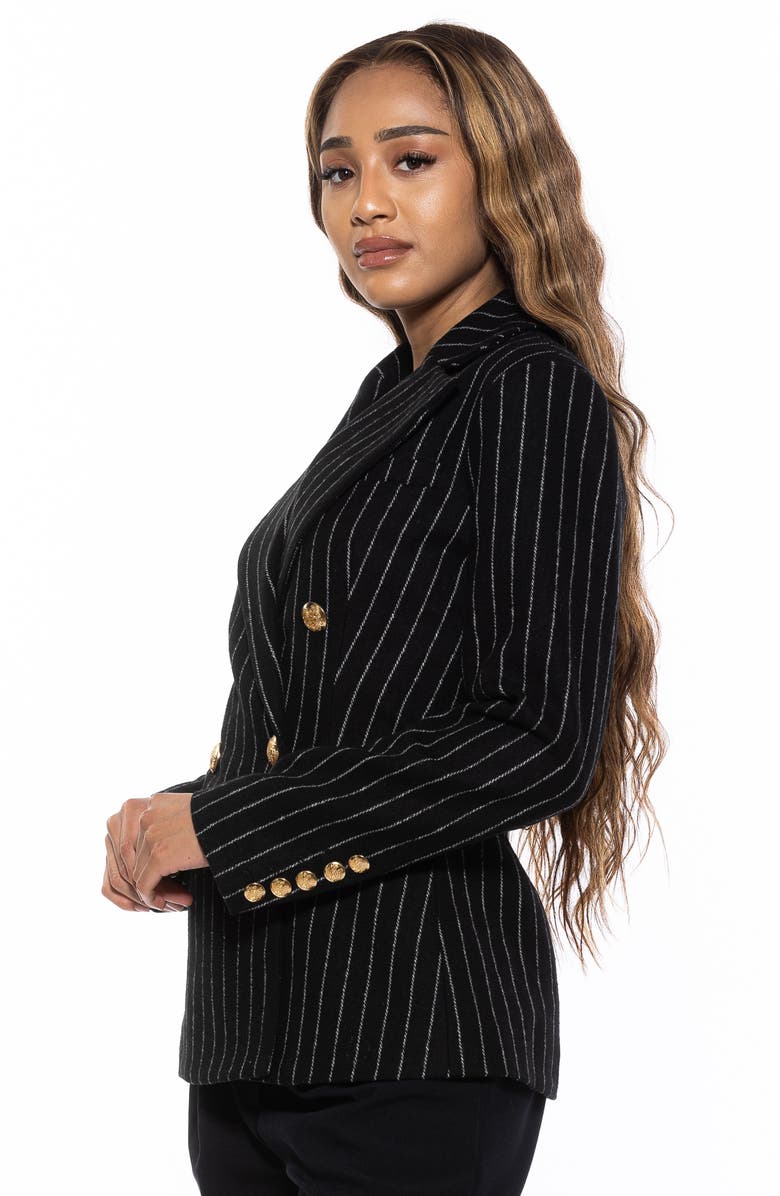 Alexia Admor Double Breasted Blazer, Alternate, color, Black Stripe