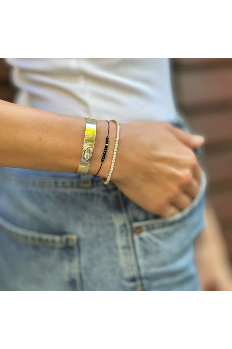 The Energy Project Bracelet - Protection With Black Tourmaline & Solid 14K Gold Bead, Alternate, color, Black