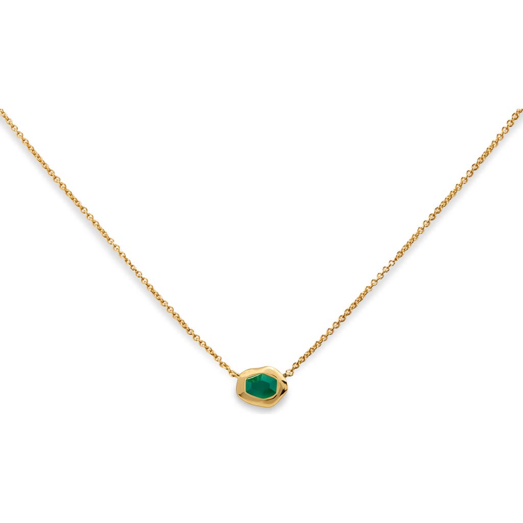 Monica Vinader Gold Odyssey Gemstone Small Chain Necklace Green Onyx In 18ct Gold Vermeil/green Onyx