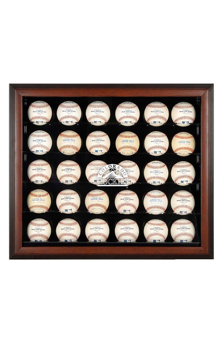 FANATICS AUTHENTIC Colorado Rockies Logo Brown Framed 30-Ball Display Case, Main, color, 