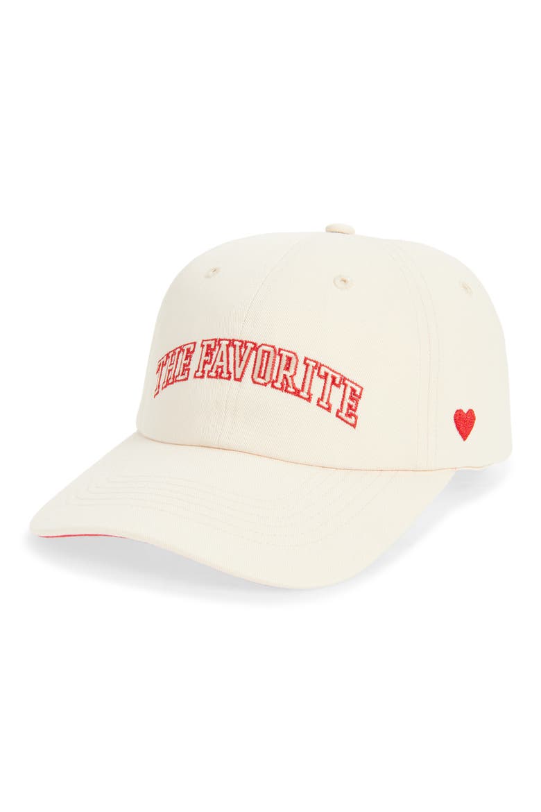 Favorite Heart Embroidered Cotton Twill Baseball Cap, Main, color, NATURAL
