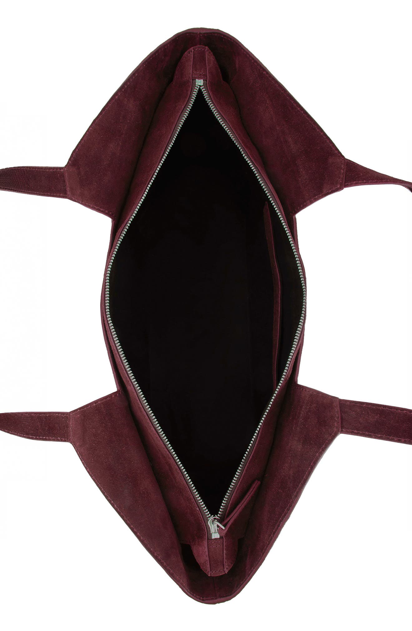 Melina Suede Leather Tote, Alternate, color, BURGUNDY
