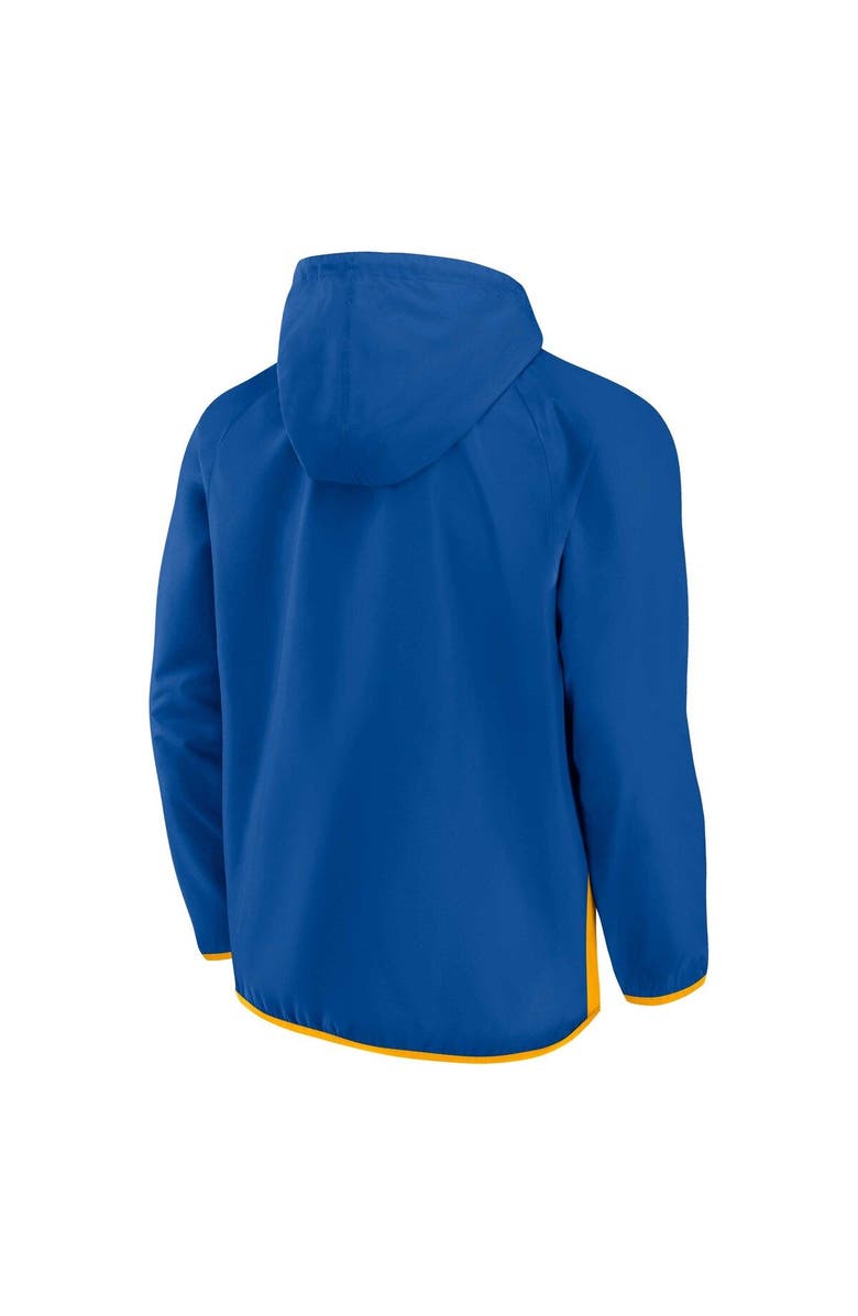 FANATICS Men's Fanatics Blue/Gold St. Louis Blues Backhand Shooter Defender Anorak Raglan Hoodie Quarter-Zip Jacket, Alternate, color, Blue