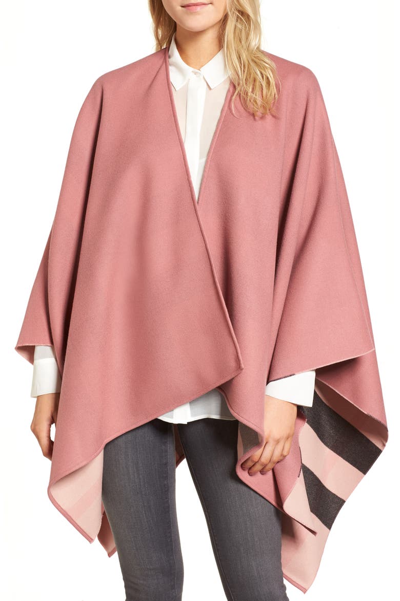 Merino Wool Reversible Wrap, Main, color, ASH ROSE