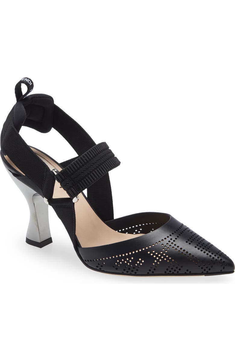 Fendi Colibri FF Perforated Pointed Toe Pump, Main, color,