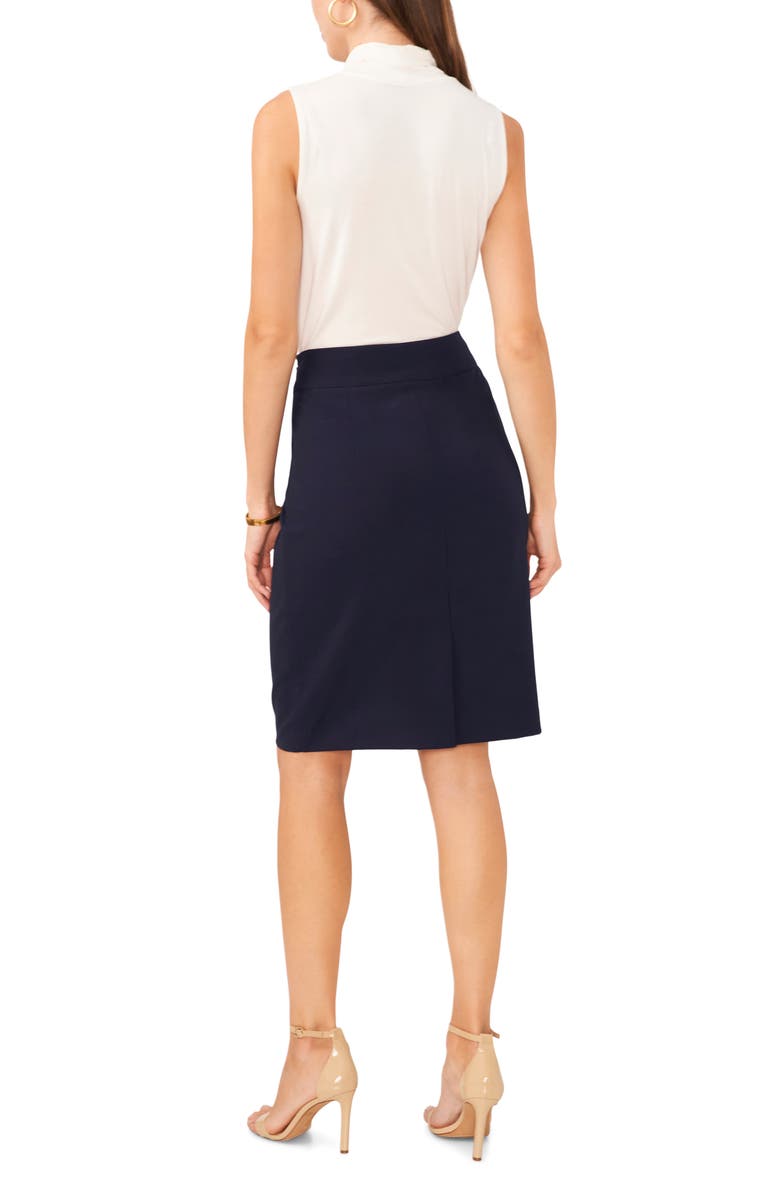 Chaus High/Low Ponte Knit Skirt, Alternate, color, Night Navy
